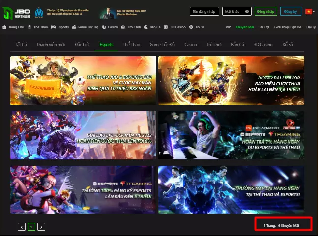 Khuyến mãi JBO dành riêng cho Esport