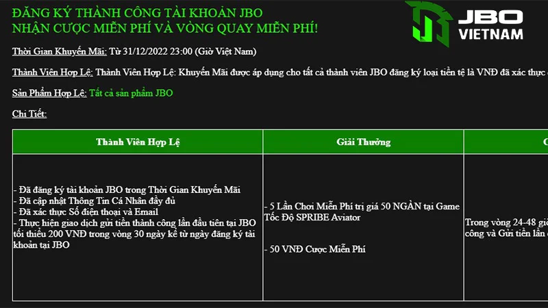 Khuyến mãi JBO