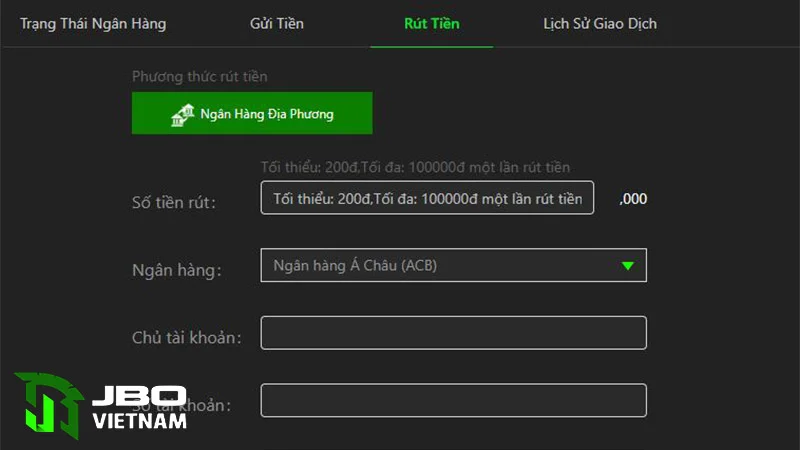 Rút tiền JBO