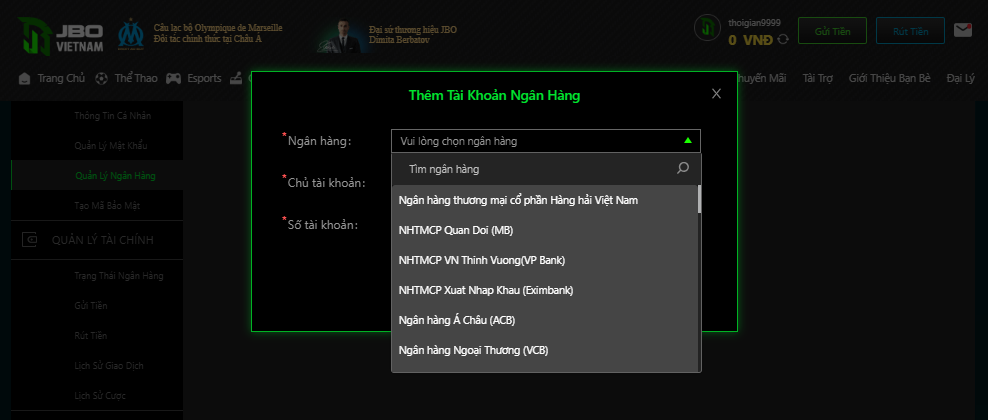 Các ngân hàng hỗ trợ rút tiền JBO