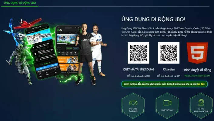 Thông tin tải app JBO trên trang chủ