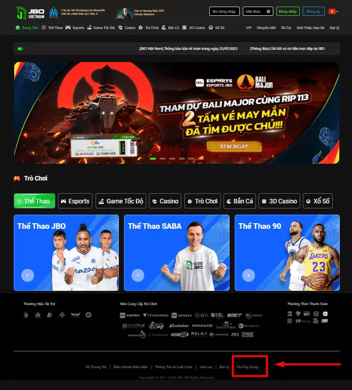 Tải app JBO giao diện máy tính