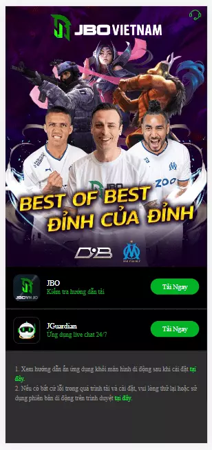 Tải app JBO giao diện điện thoại